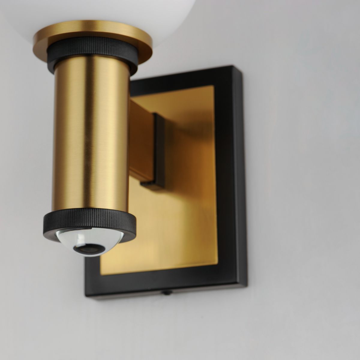 San Simeon 12 in. 2 Lights LED Armed Sconce Black & Antique Brass Finish