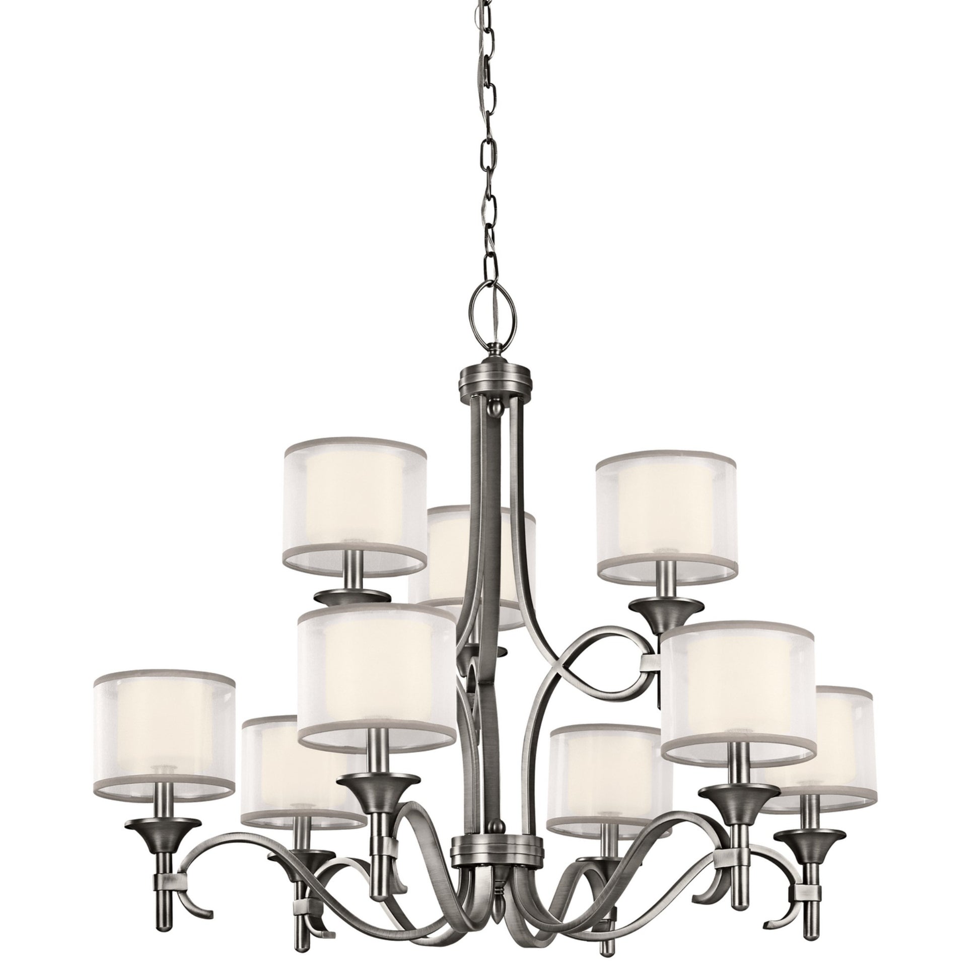 Lacey 34" 9-Light Chandelier, Antique Pewter Finish - Bees Lighting