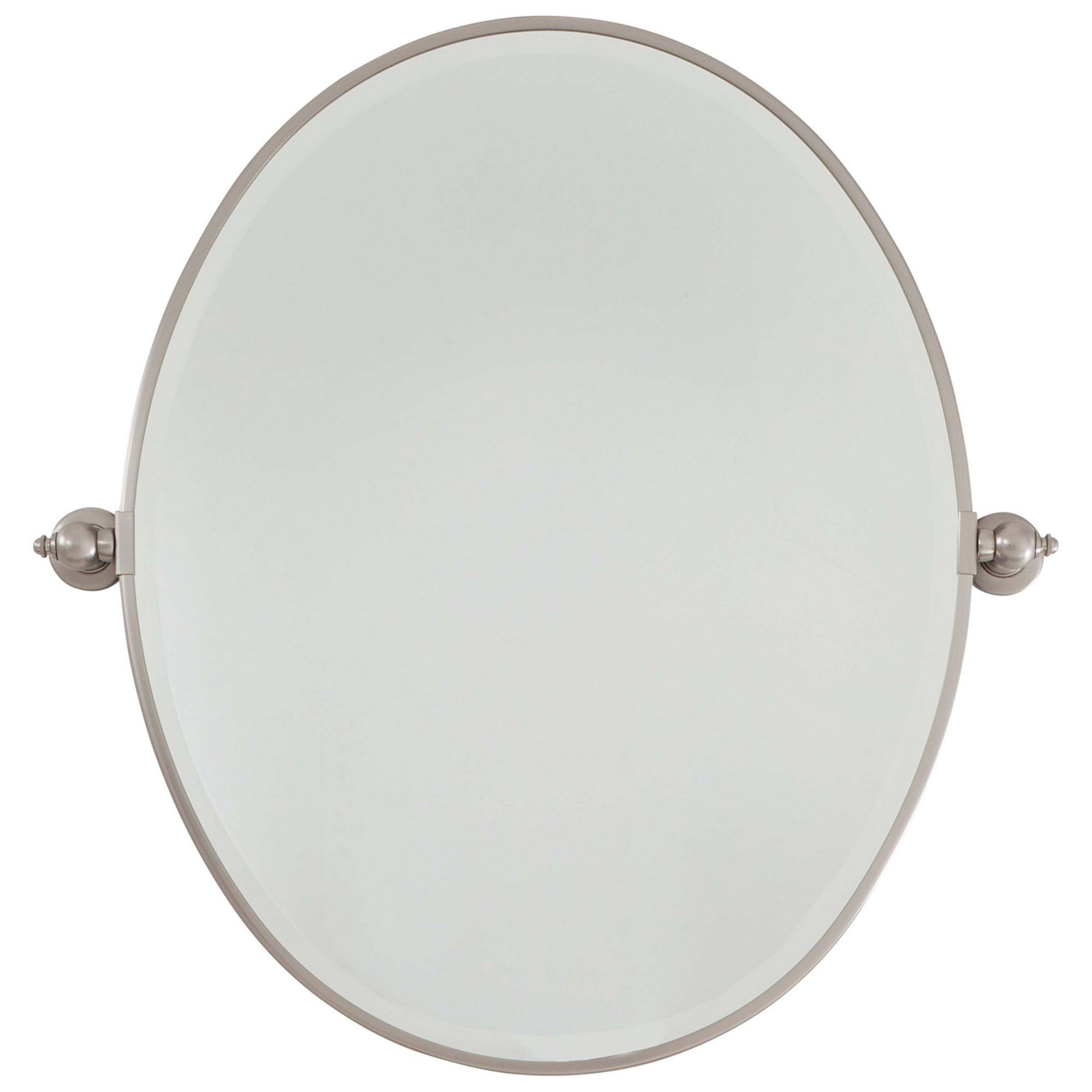 Pivoting Mirrors 31.5" x 31" Beveled Large Oval Mirror, Brushed Nickel Finish - Bees Lighting