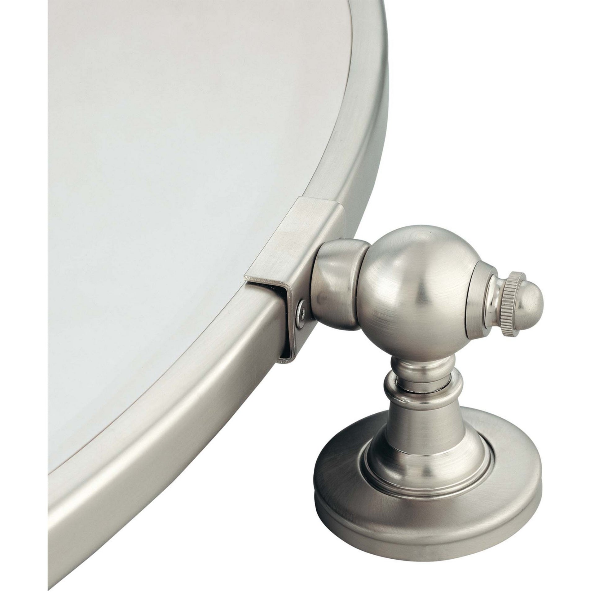 Pivoting Mirrors 31.5" x 31" Beveled Large Oval Mirror, Brushed Nickel Finish - Bees Lighting