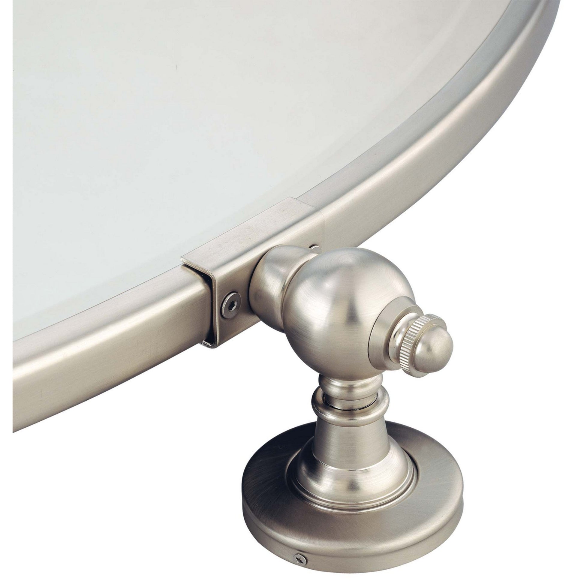 Pivoting Mirrors 31.5" x 31" Beveled Large Oval Mirror, Brushed Nickel Finish - Bees Lighting