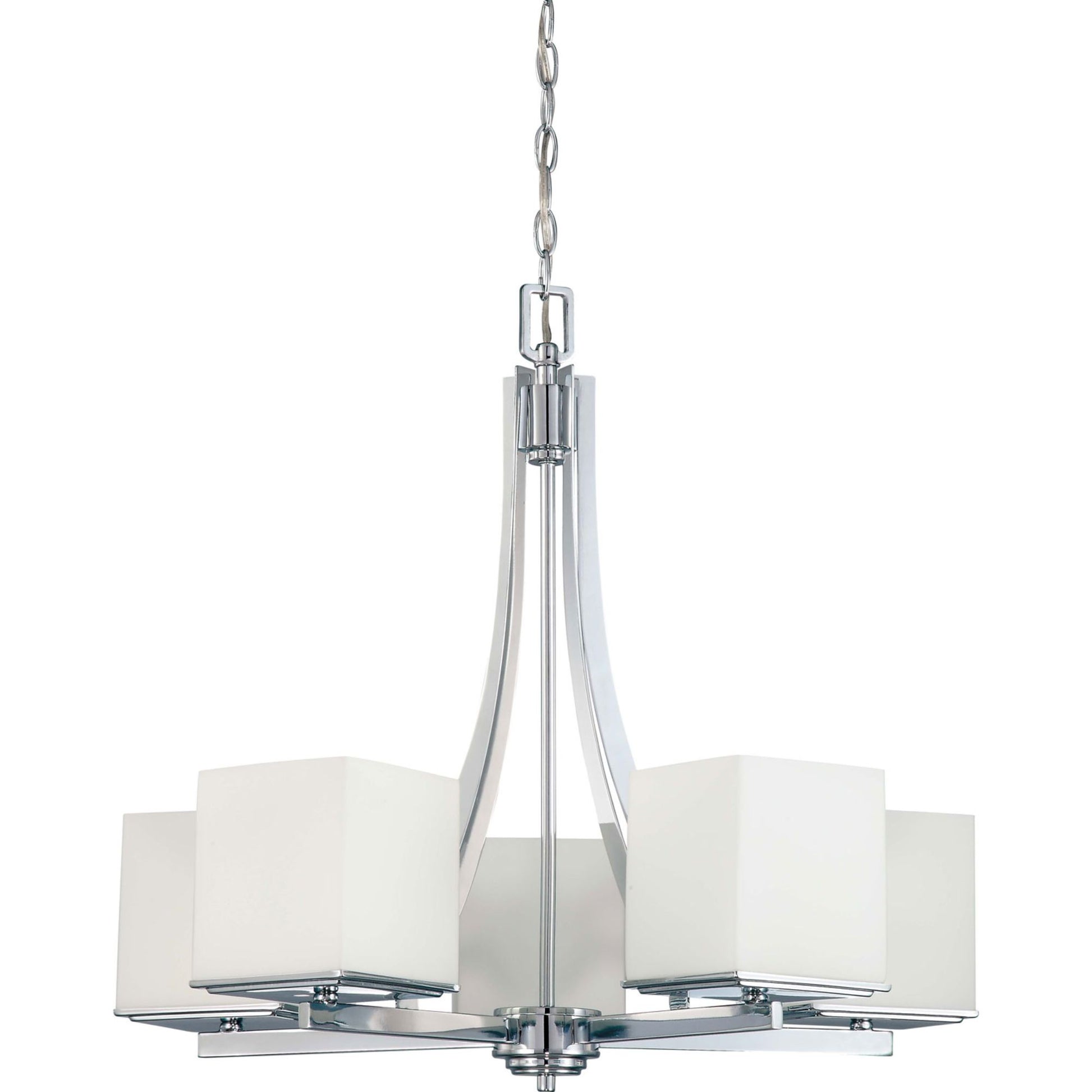 Bento 26" 5-Light Chandelier, Polished Chrome Finish - Bees Lighting