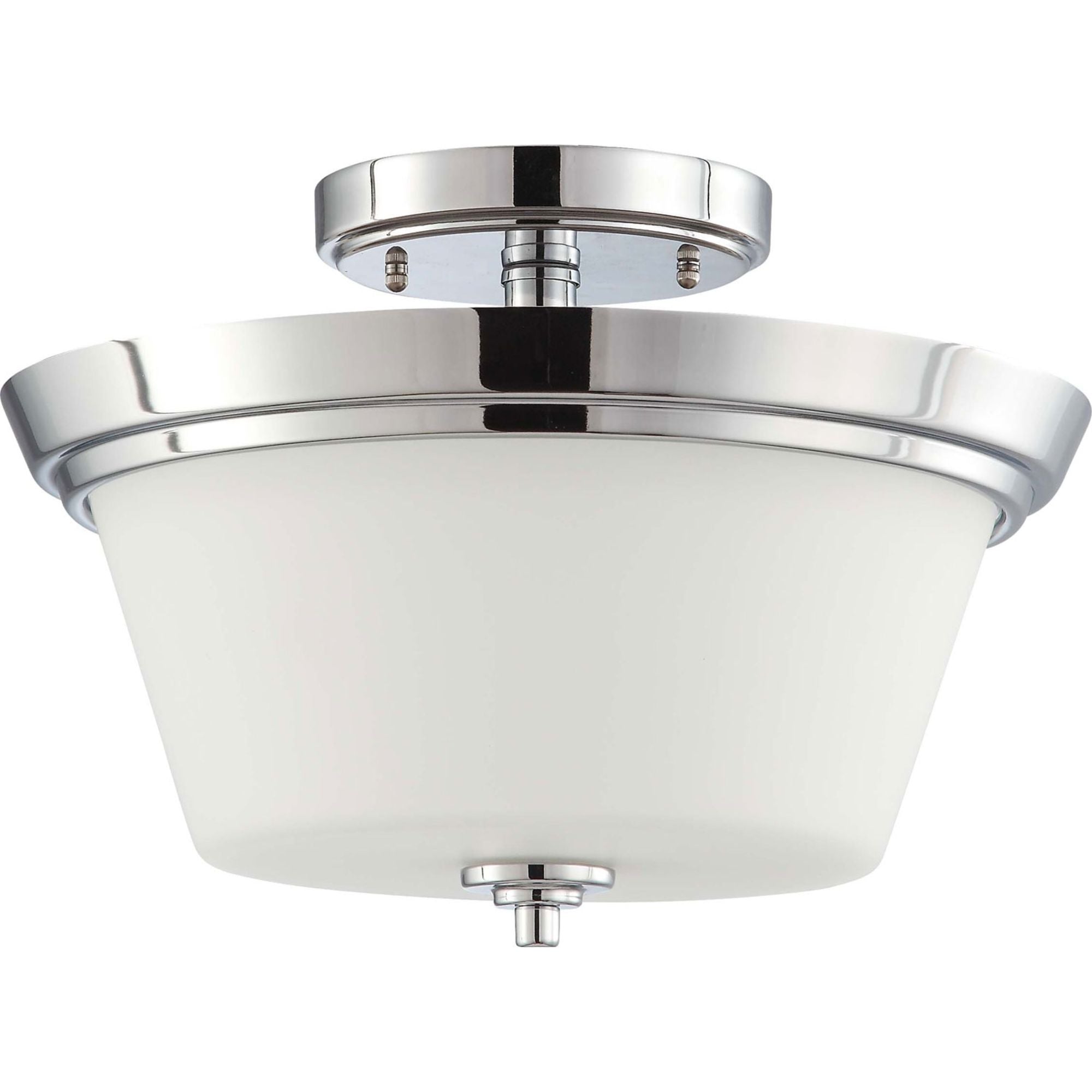 Bento 13" 3-Light Semi Flush Mount, Polished Chrome / Satin White Finish - Bees Lighting