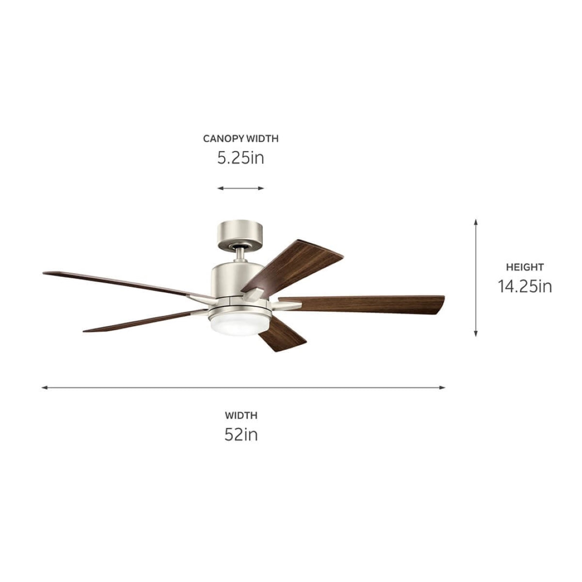 Lucian Elite 52 Inch Brushed Nickel LED Ceiling Fan with Wall Control - Bees Lighting
