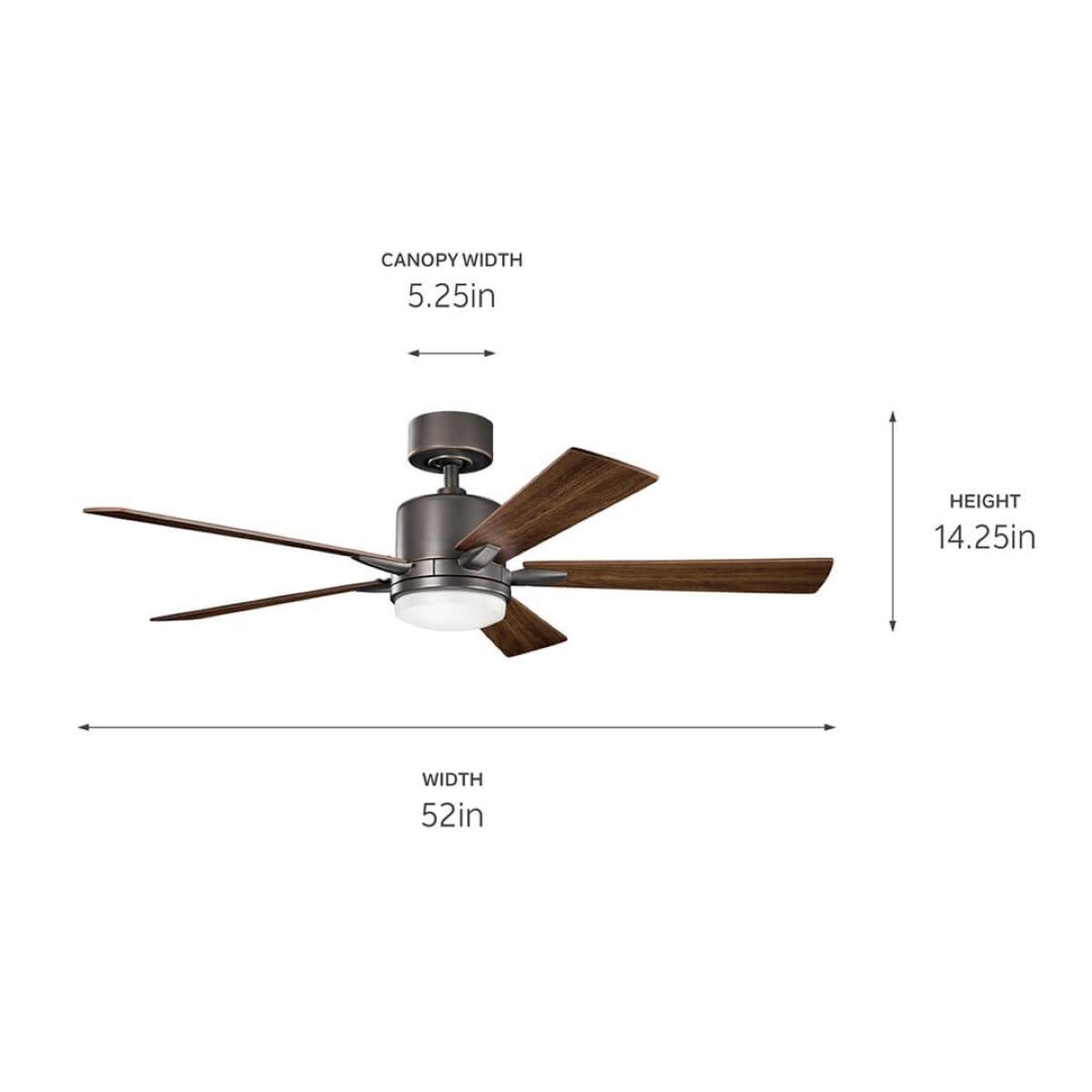 Lucian Elite 52 Inch Olde Bronze LED Ceiling Fan with Wall Control - Bees Lighting