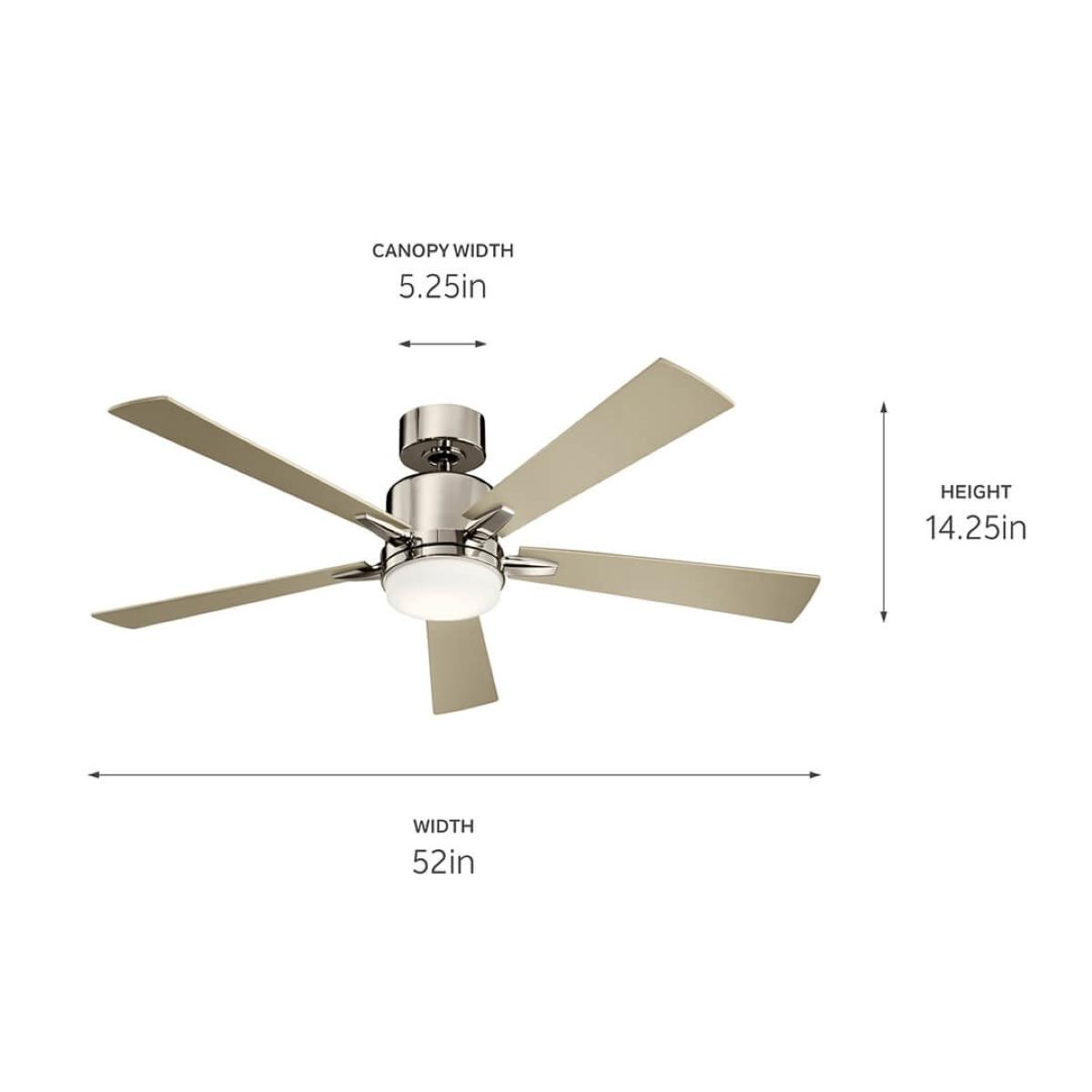 Lucian Elite 52 Inch Polished Nickel LED Ceiling Fan with Wall Control - Bees Lighting