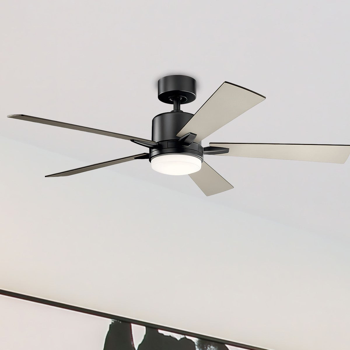 Lucian Elite 52 Inch Satin Black LED Ceiling Fan with Wall Control - Bees Lighting