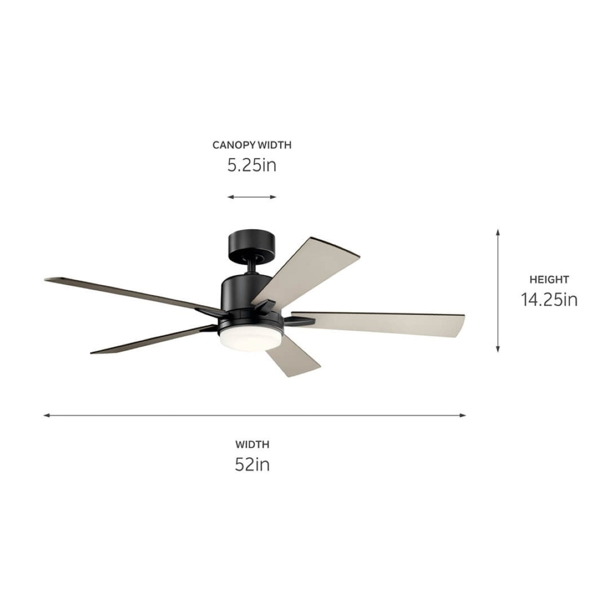 Lucian Elite 52 Inch Satin Black LED Ceiling Fan with Wall Control - Bees Lighting