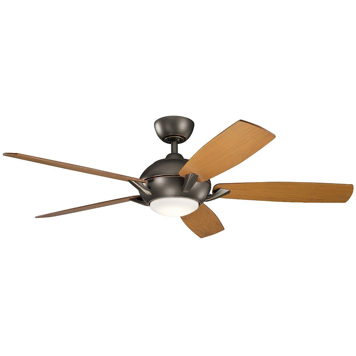 Geno 54 Inch Olde Bronze LED Ceiling Fan with Remote, Reversible Cherry and Walnut Blades - Bees Lighting