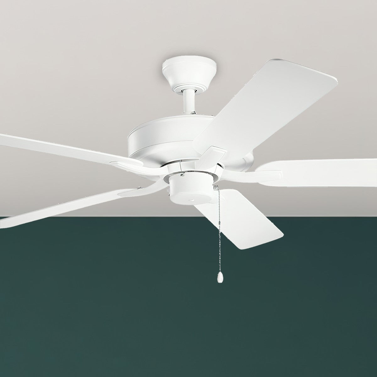 Basics Pro Patio 52 Inch Matte White Outdoor Ceiling Fan with Pull Chain - Bees Lighting