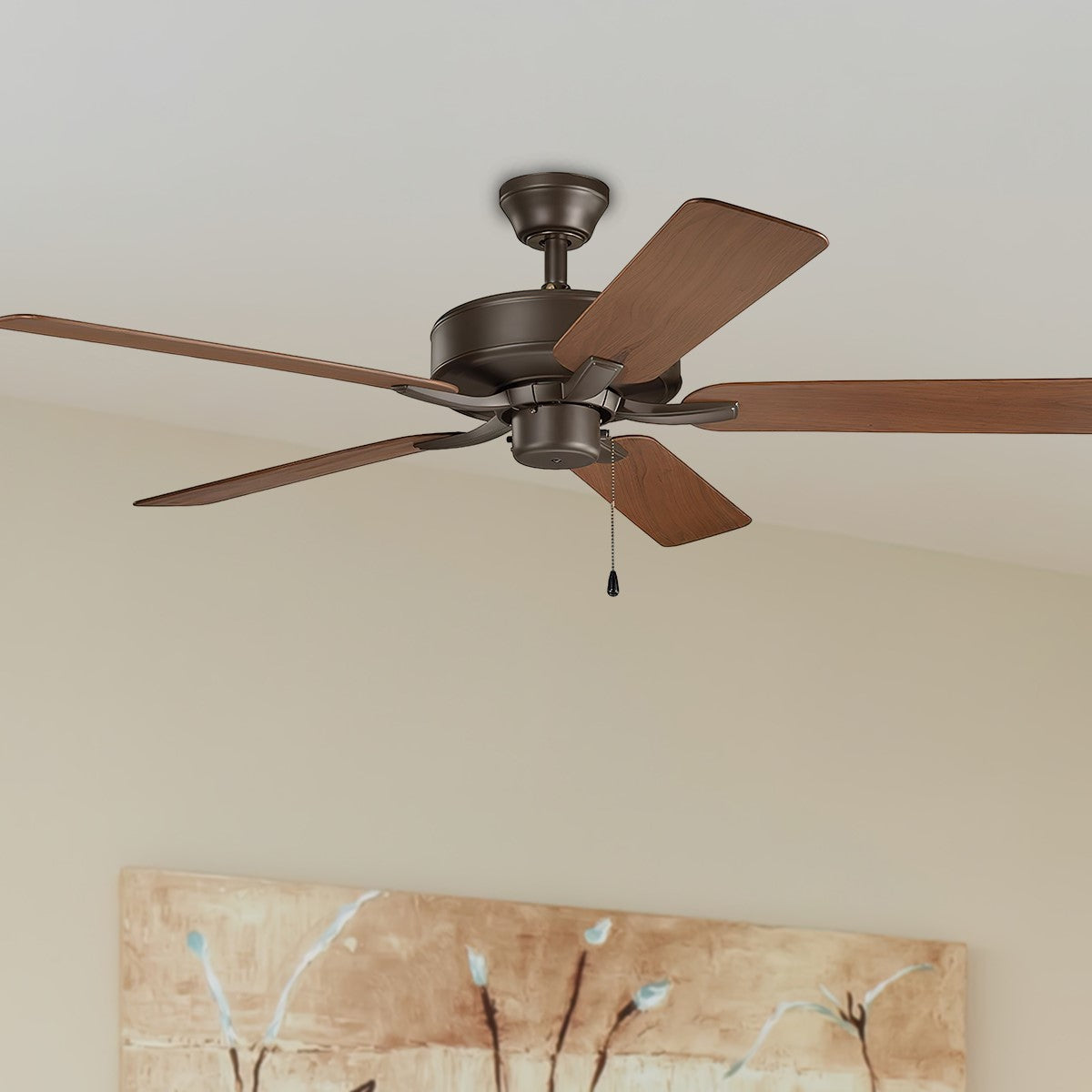 Basics Pro Patio 52 Inch Satin Natural Bronze Outdoor Ceiling Fan with Pull Chain - Bees Lighting