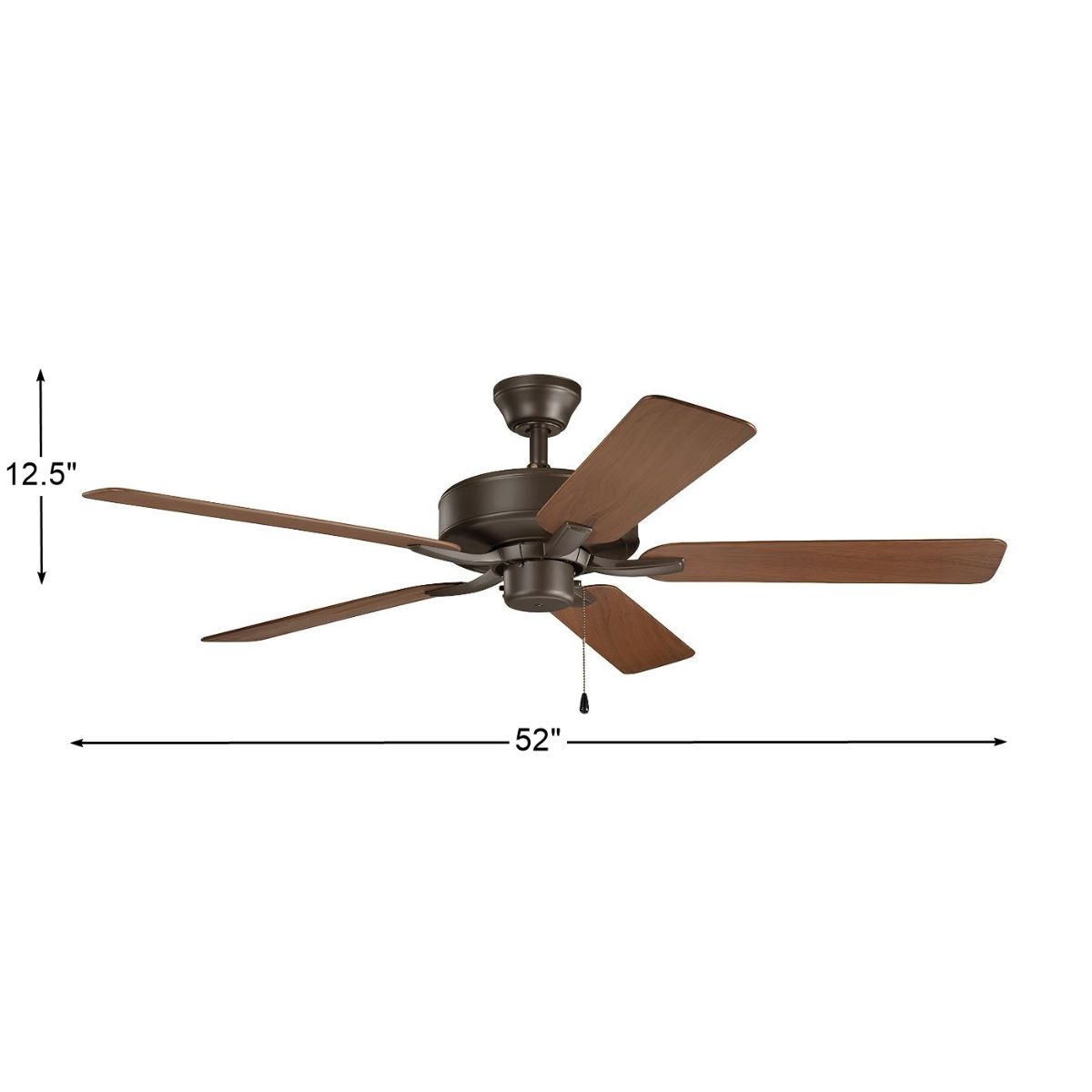 Basics Pro Patio 52 Inch Satin Natural Bronze Outdoor Ceiling Fan with Pull Chain - Bees Lighting