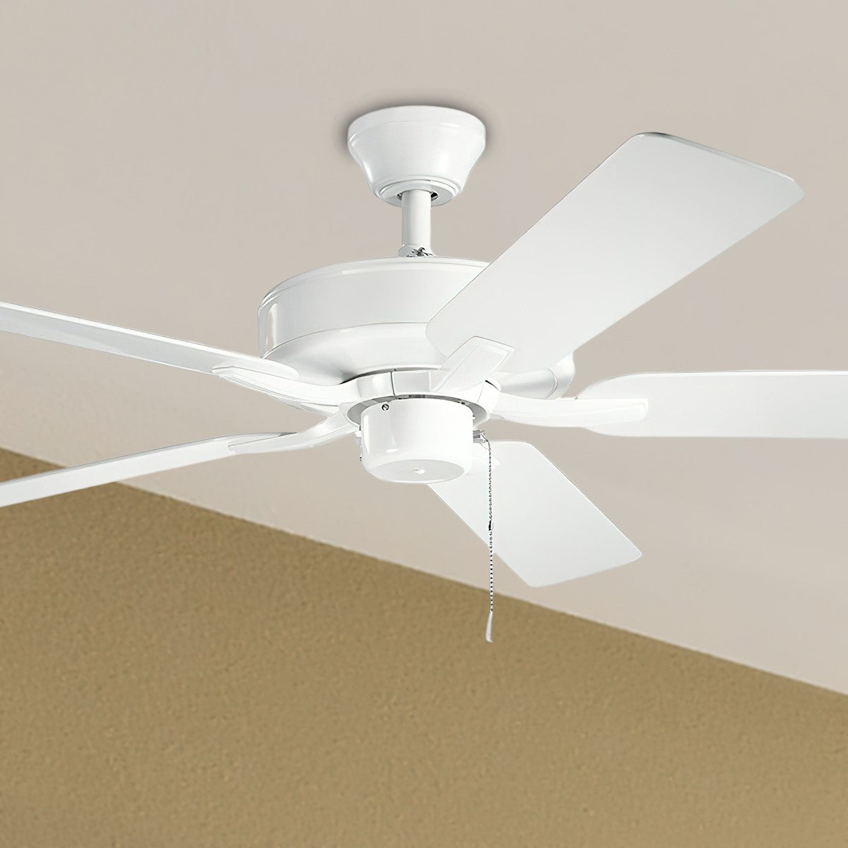Basics Pro Patio 52 Inch White Outdoor Ceiling Fan with Pull Chain - Bees Lighting