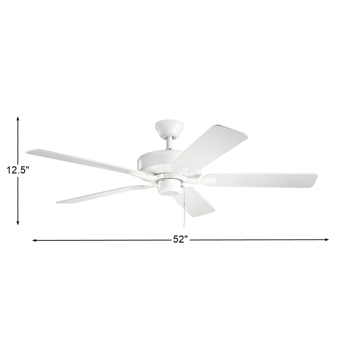 Basics Pro Patio 52 Inch White Outdoor Ceiling Fan with Pull Chain - Bees Lighting