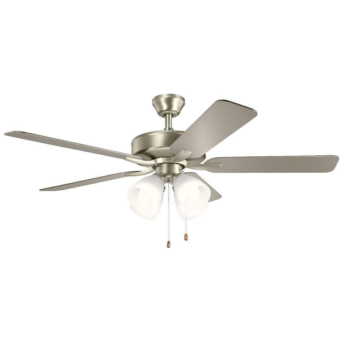Basics Pro 52 Inch Ceiling Fan With 4 Light, Etched Glass - Bees Lighting