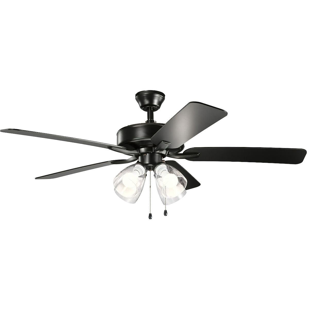 Basics Pro 52 Inch Ceiling Fan With Light, Clear Glass, Pull Chain Included - Bees Lighting