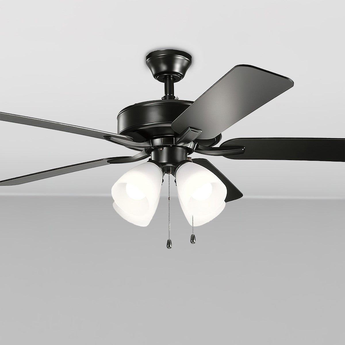 Basics Pro Premier 52 Inch Satin Black LED Ceiling Fan with Etched Glass 4-Light Kit - Bees Lighting