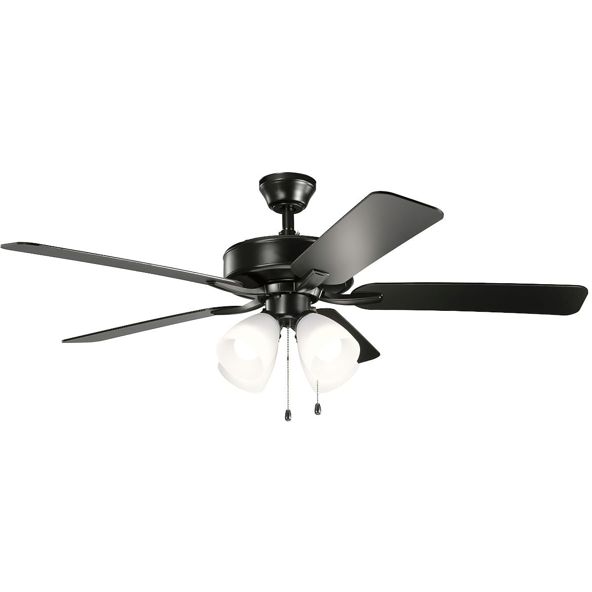 Basics Pro Premier 52 Inch Satin Black LED Ceiling Fan with Etched Glass 4-Light Kit - Bees Lighting