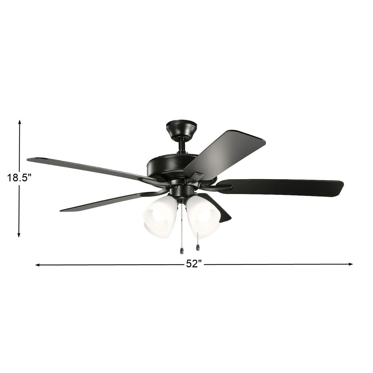 Basics Pro Premier 52 Inch Satin Black LED Ceiling Fan with Etched Glass 4-Light Kit - Bees Lighting