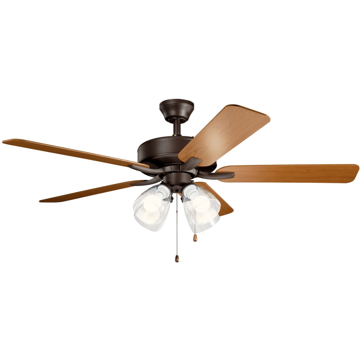 Basics Pro Premier 52 Inch Satin Natural Bronze LED Ceiling Fan with Clear Glass 4-Light Kit - Bees Lighting