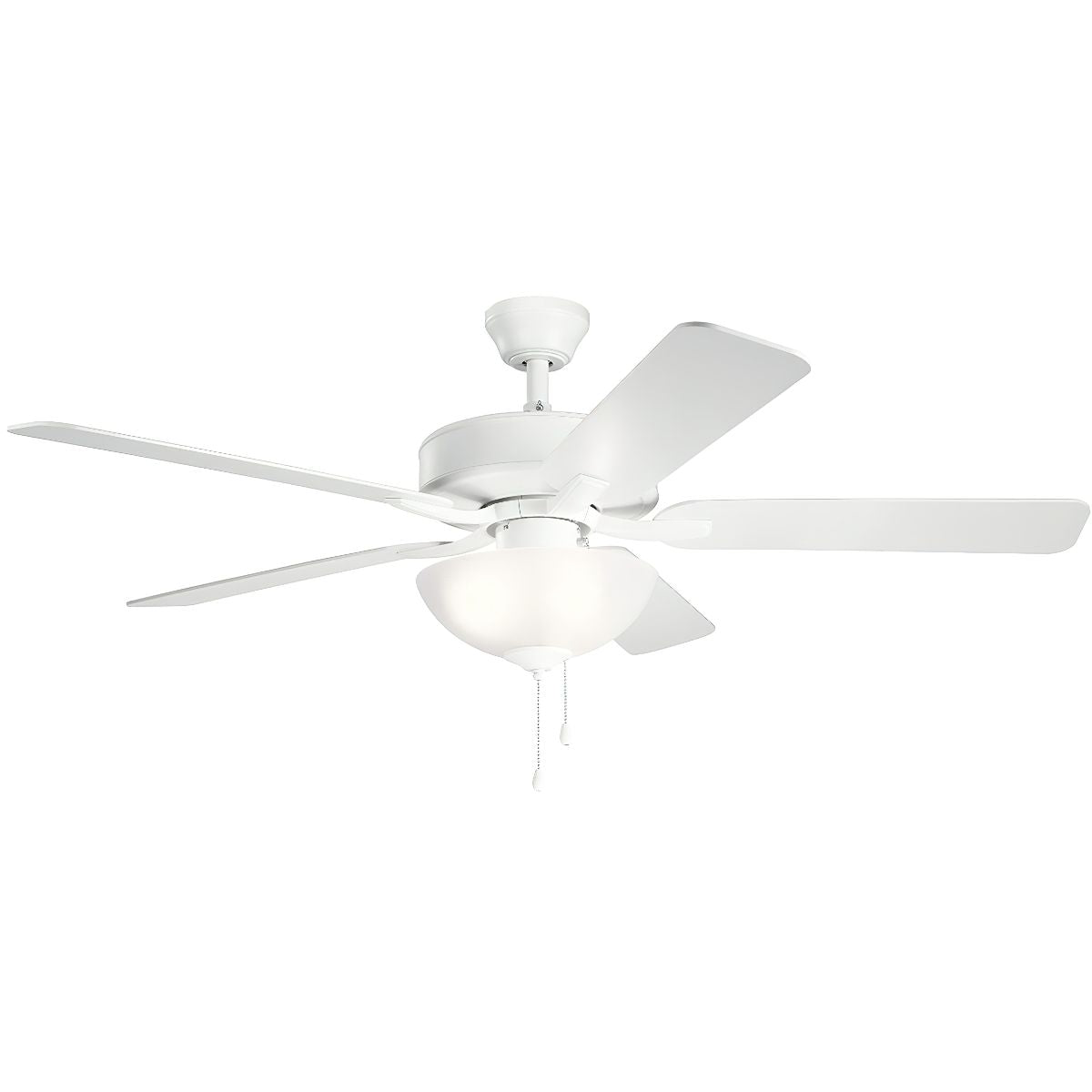 Basics Pro Select 52 Inch Matte White Ceiling Fan with Light Kit and Pull Chain - Bees Lighting