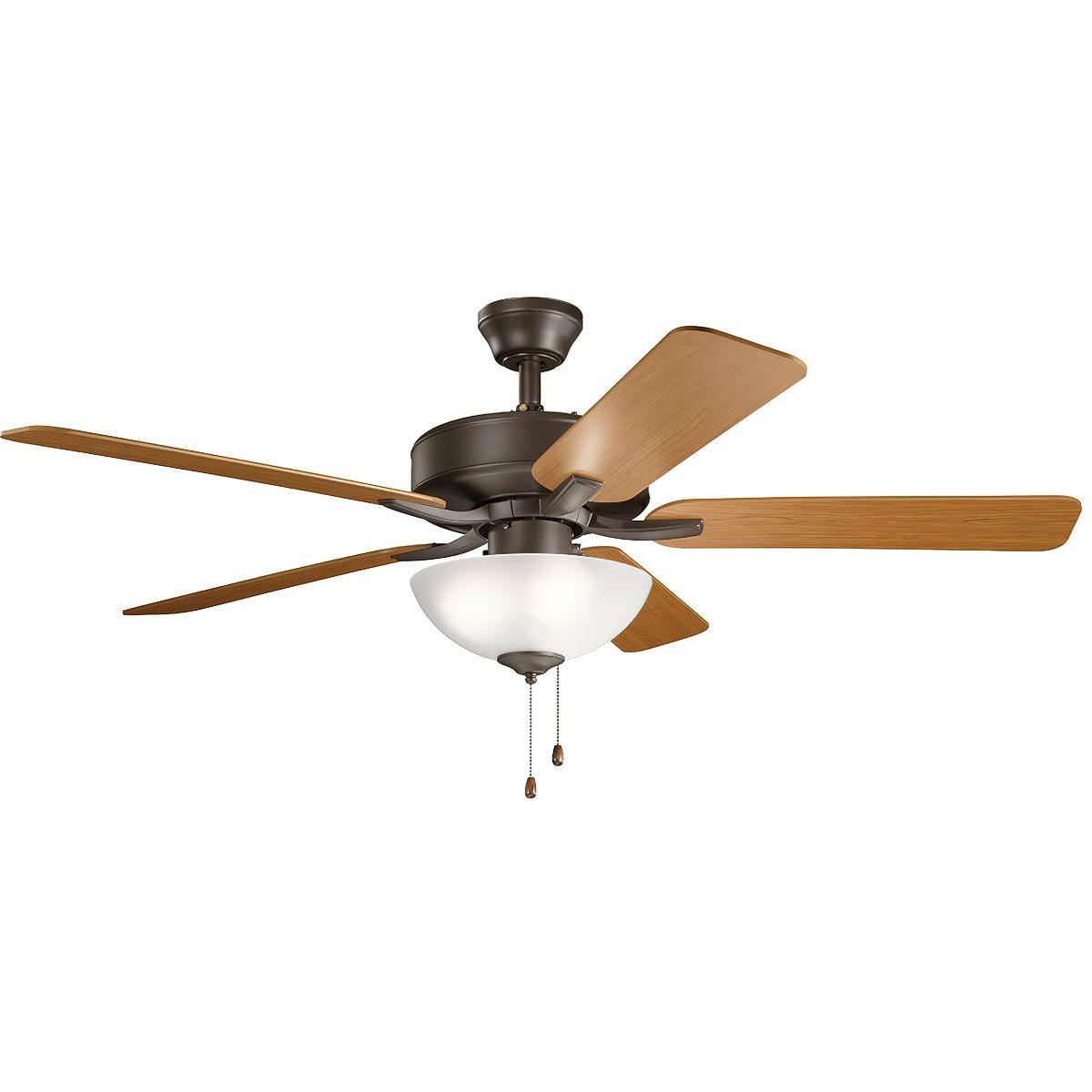 Basics Pro 52 Inch Ceiling Fan With 2 Light And Pull Chain, Etched Glass - Bees Lighting
