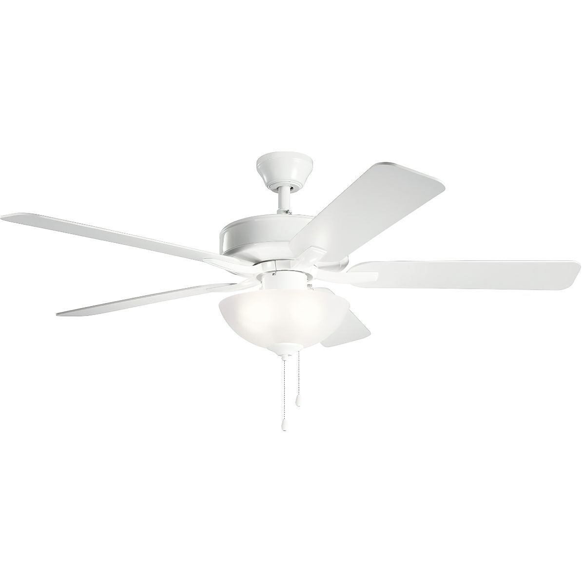 Basics Pro Select 52 Inch White Ceiling Fan with Light Kit and Pull Chain - Bees Lighting