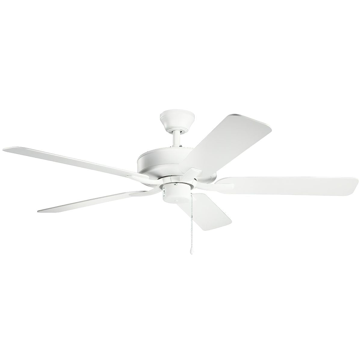 Basics Pro 52 Inch Matte White Ceiling Fan with Pull Chain - Bees Lighting