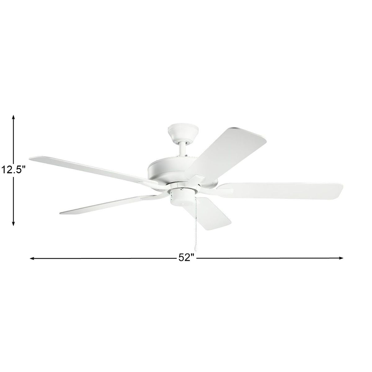 Basics Pro 52 Inch Matte White Ceiling Fan with Pull Chain - Bees Lighting