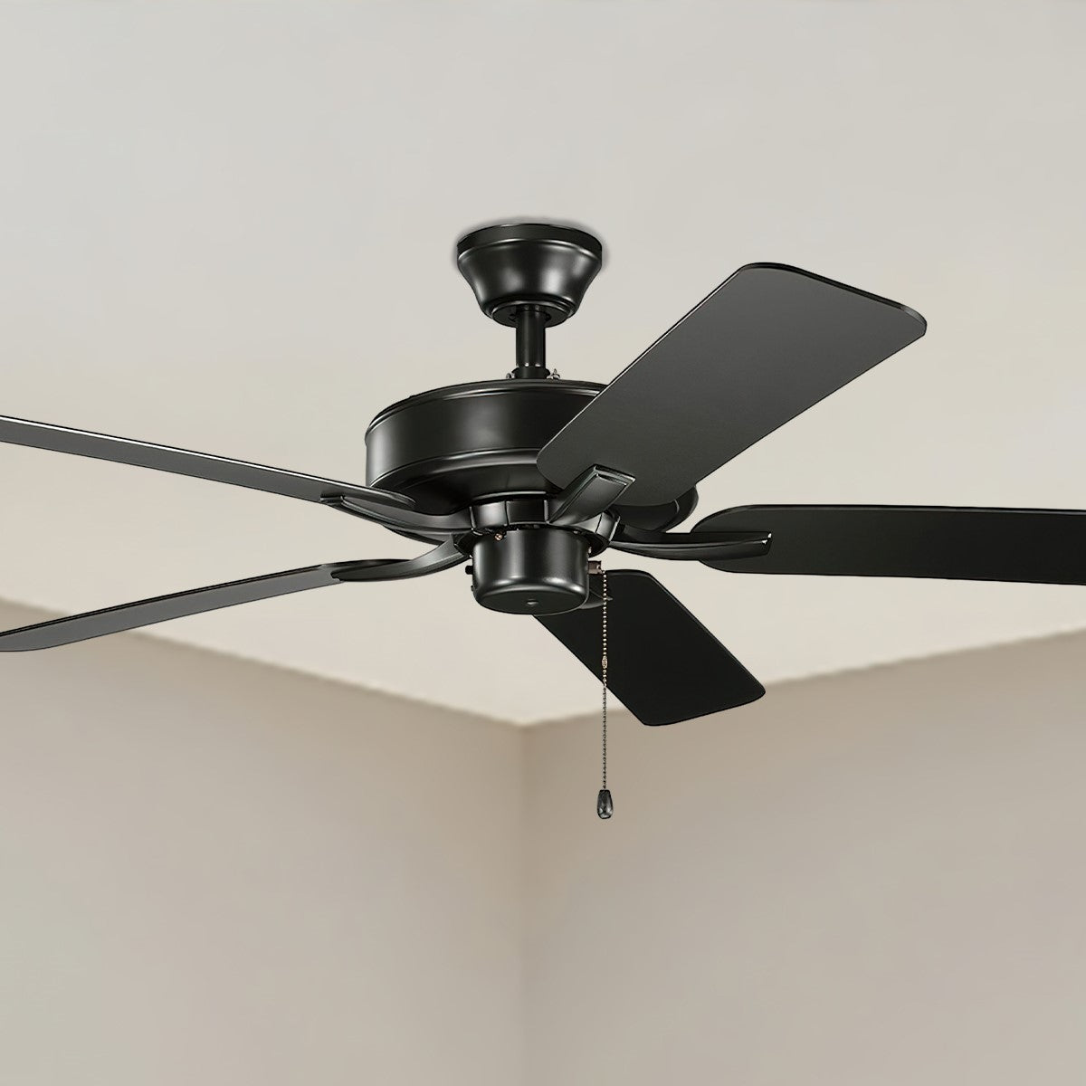 Basics Pro 52 Inch Satin Black Ceiling Fan with Pull Chain - Bees Lighting