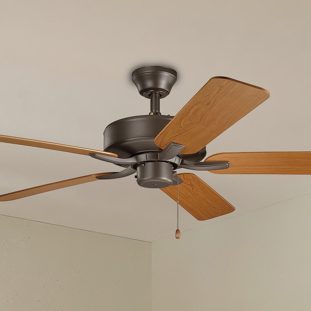Basics Pro 52 Inch Satin Natural Bronze Ceiling Fan with Pull Chain - Bees Lighting