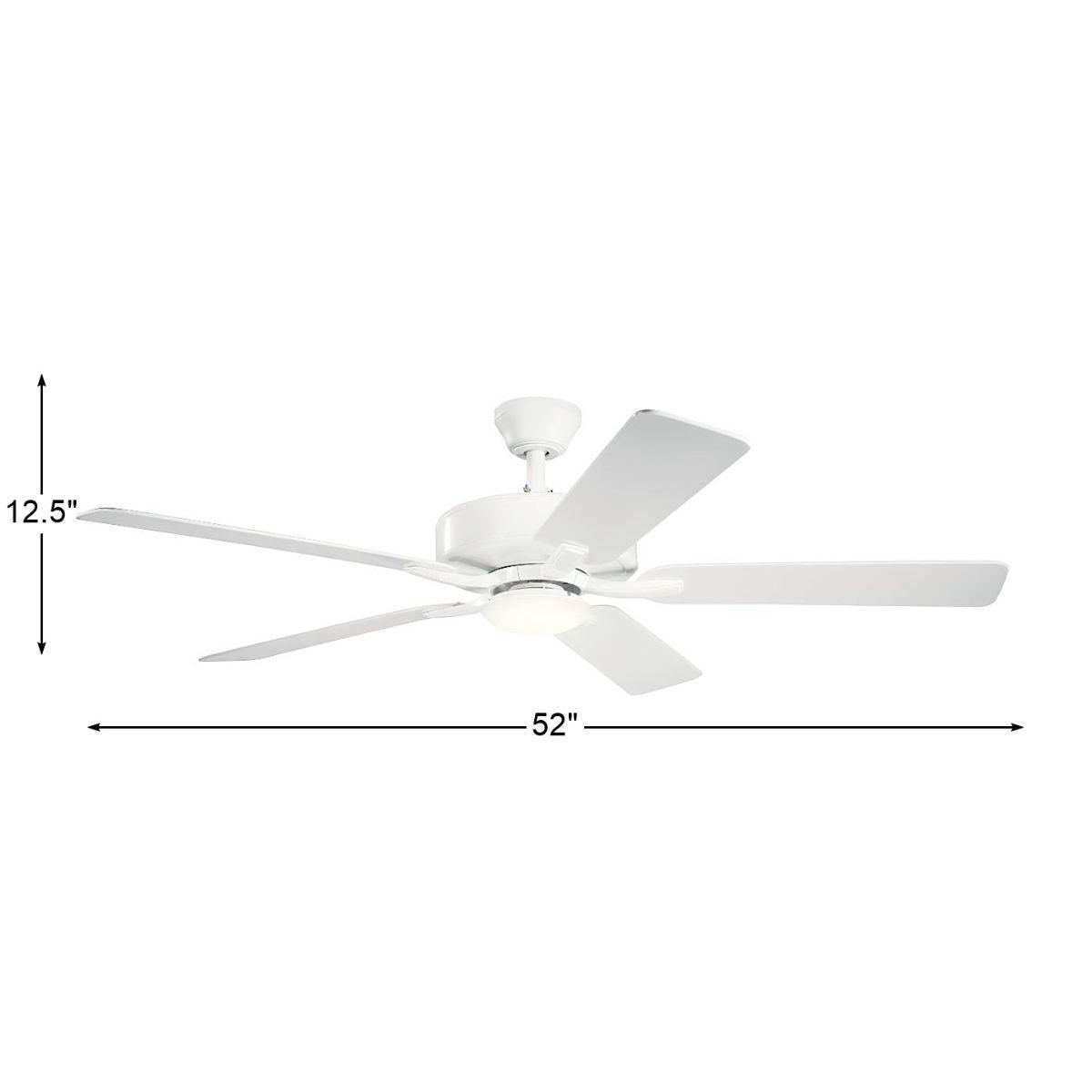 Basics Pro Designer 52 Inch Matte White LED Ceiling Fan with Remote - Bees Lighting