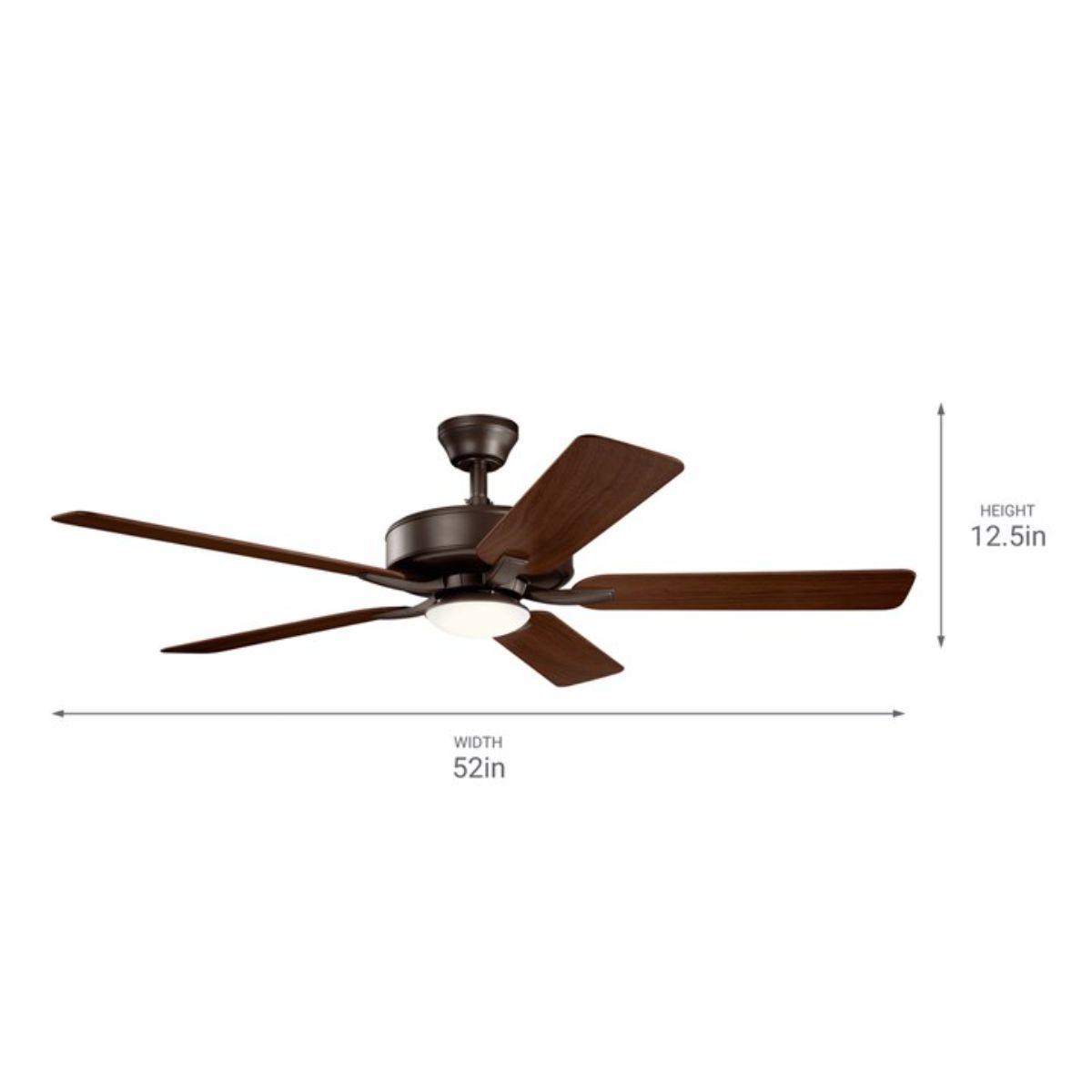 Basics Pro Designer 52 Inch Satin Natural Bronze LED Ceiling Fan with Remote - Bees Lighting
