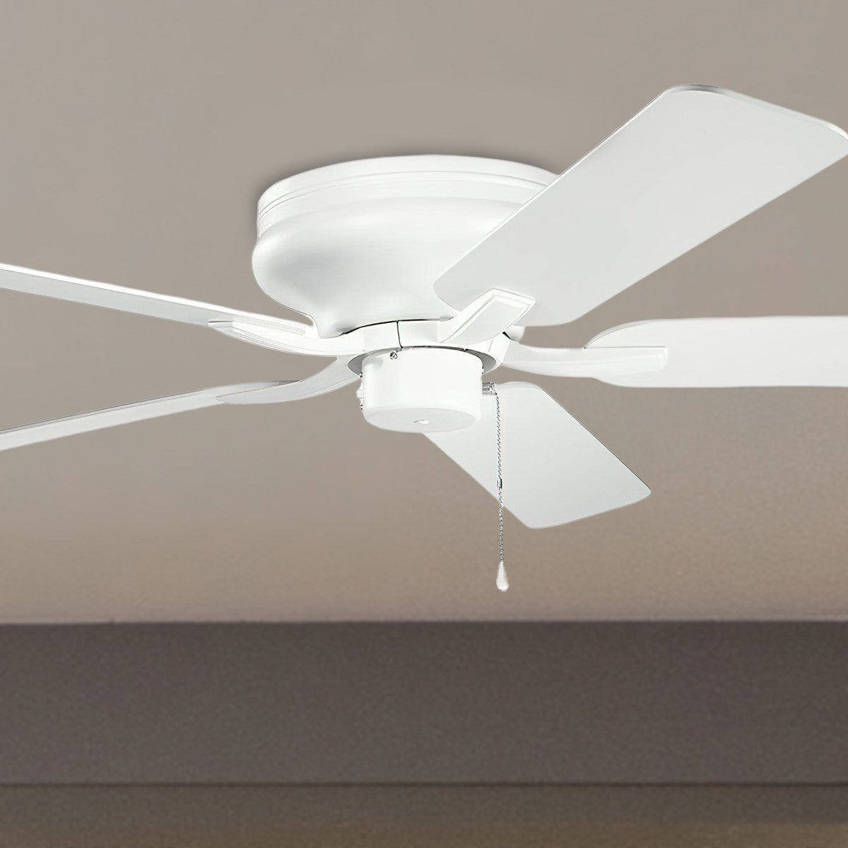 Basics Pro Legacy 52 Inch Matte White Hugger Ceiling Fan with Pull Chain