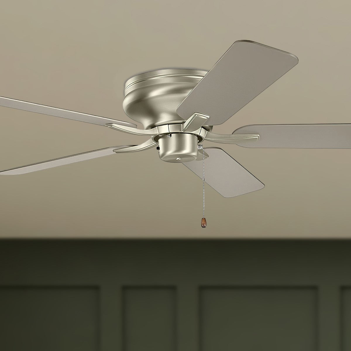 Basics Pro Legacy 52 Inch Brushed Nickel Hugger Ceiling Fan with Pull Chain - Bees Lighting