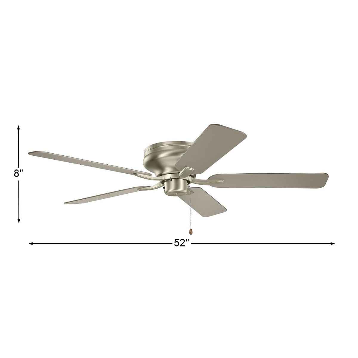 Basics Pro Legacy 52 Inch Brushed Nickel Hugger Ceiling Fan with Pull Chain - Bees Lighting