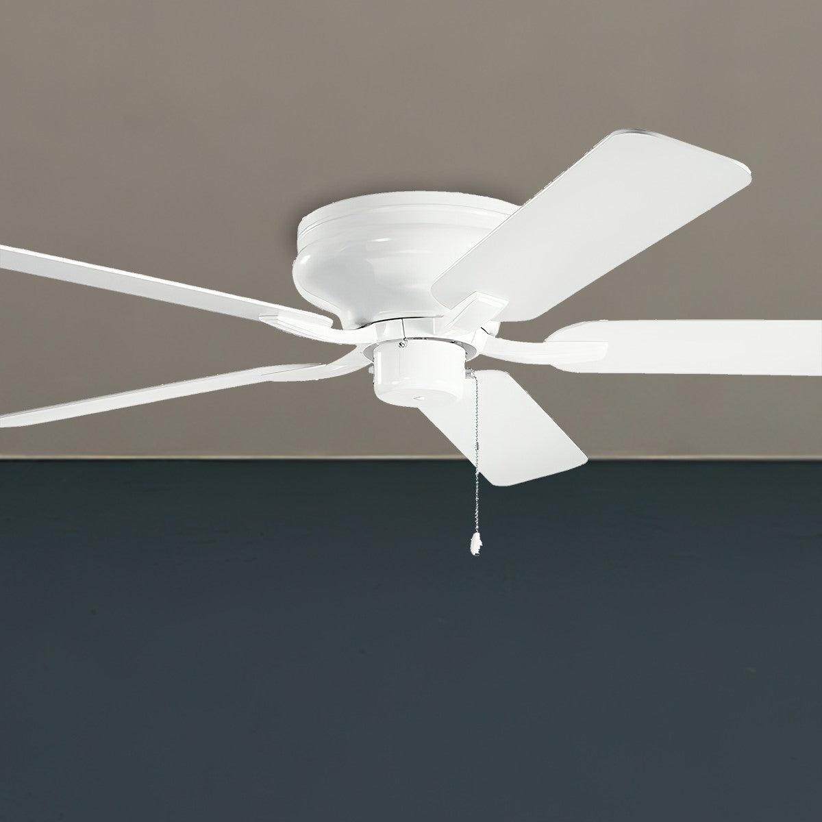 Basics Pro Legacy 52 Inch White Hugger Ceiling Fan with Pull Chain - Bees Lighting