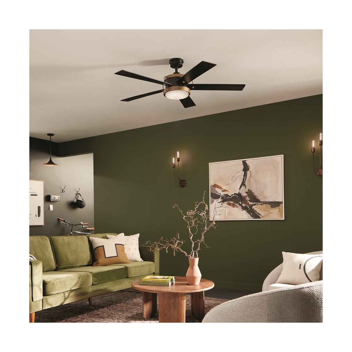 Salvo 56 Inch Black LED Ceiling Fan with Wall Control - Bees Lighting