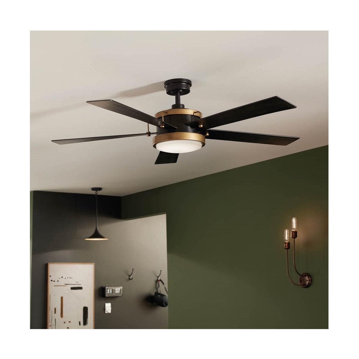 Salvo 56 Inch Black LED Ceiling Fan with Wall Control - Bees Lighting