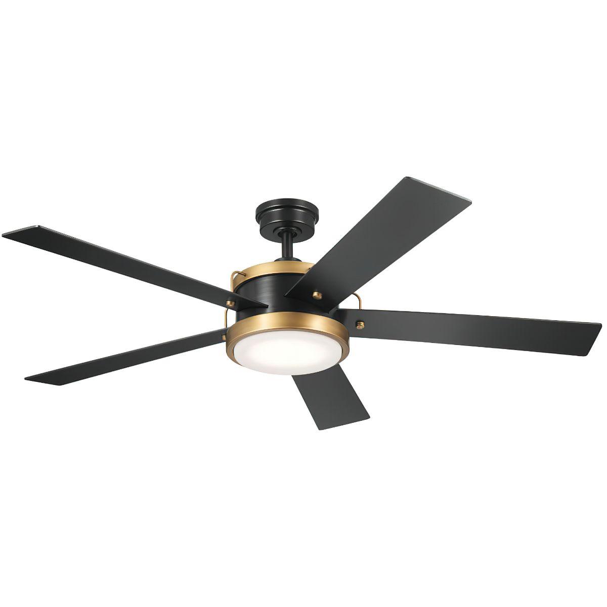 Salvo 56 Inch Black LED Ceiling Fan with Wall Control - Bees Lighting