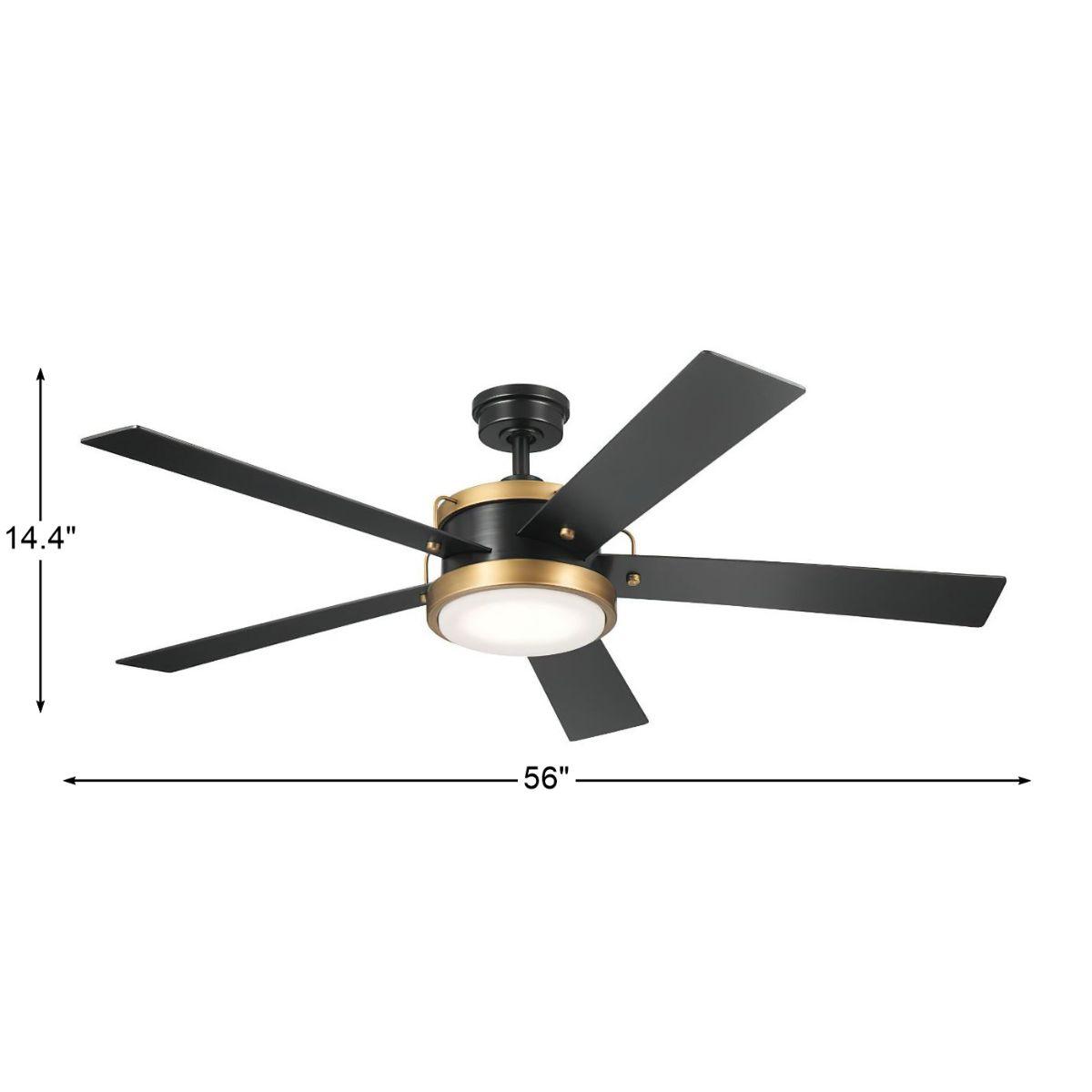Salvo 56 Inch Black LED Ceiling Fan with Wall Control - Bees Lighting