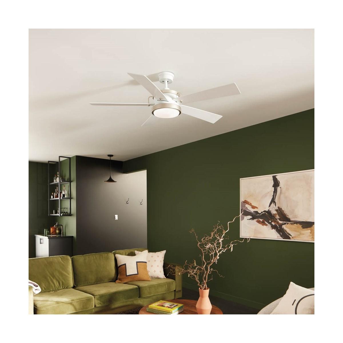 Salvo 56 Inch White LED Ceiling Fan with Wall Control - Bees Lighting