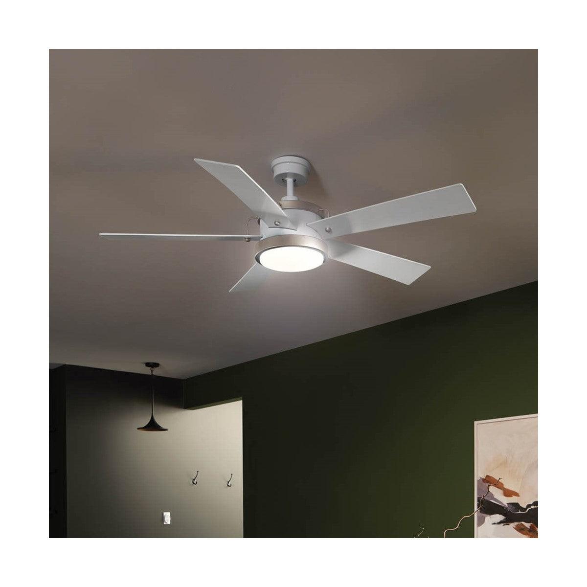 Salvo 56 Inch White LED Ceiling Fan with Wall Control - Bees Lighting