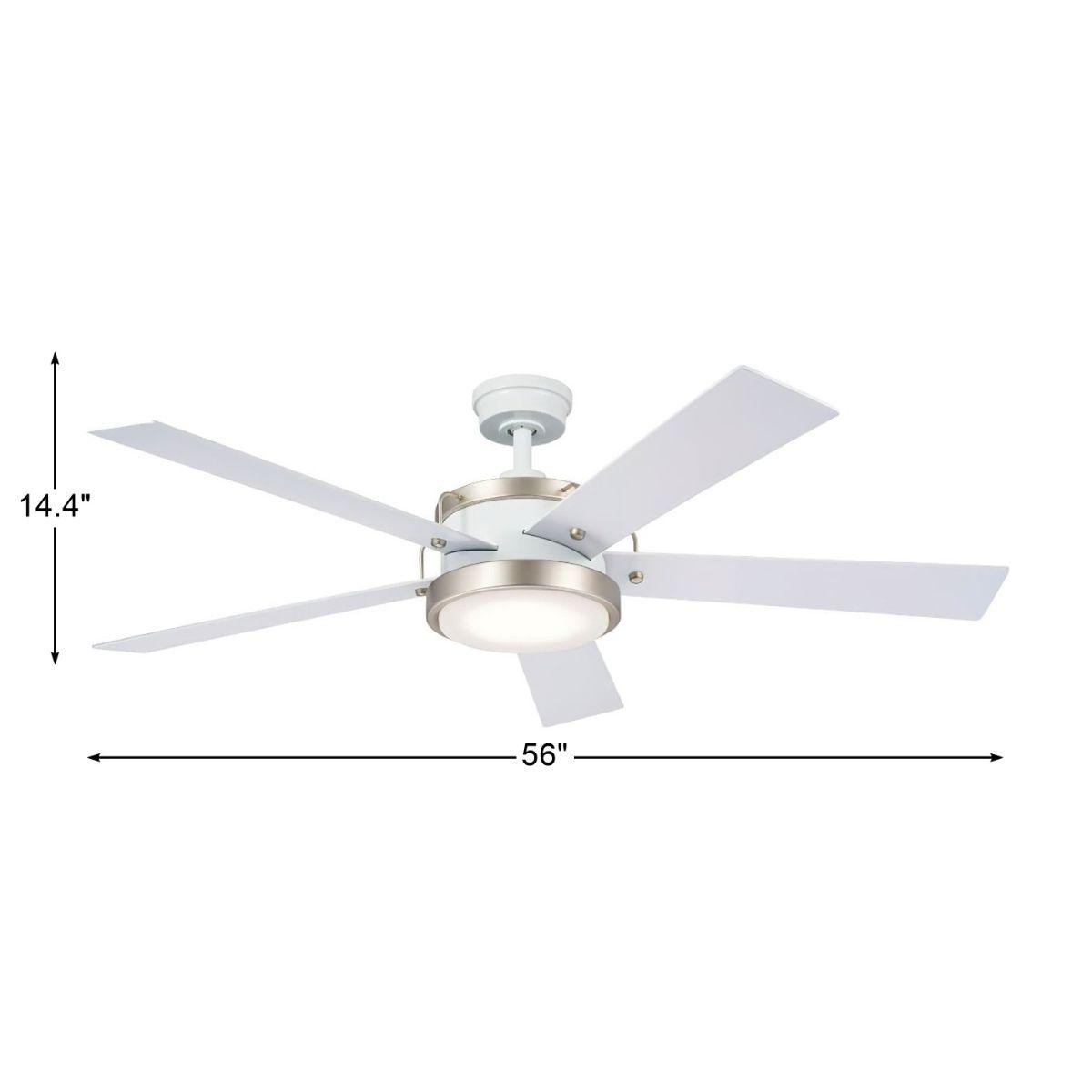 Salvo 56 Inch White LED Ceiling Fan with Wall Control - Bees Lighting