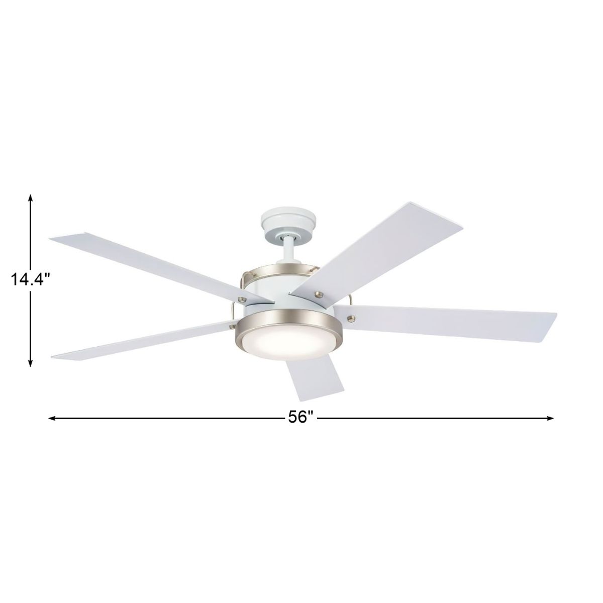 Salvo 56 Inch White LED Ceiling Fan with Wall Control - Bees Lighting