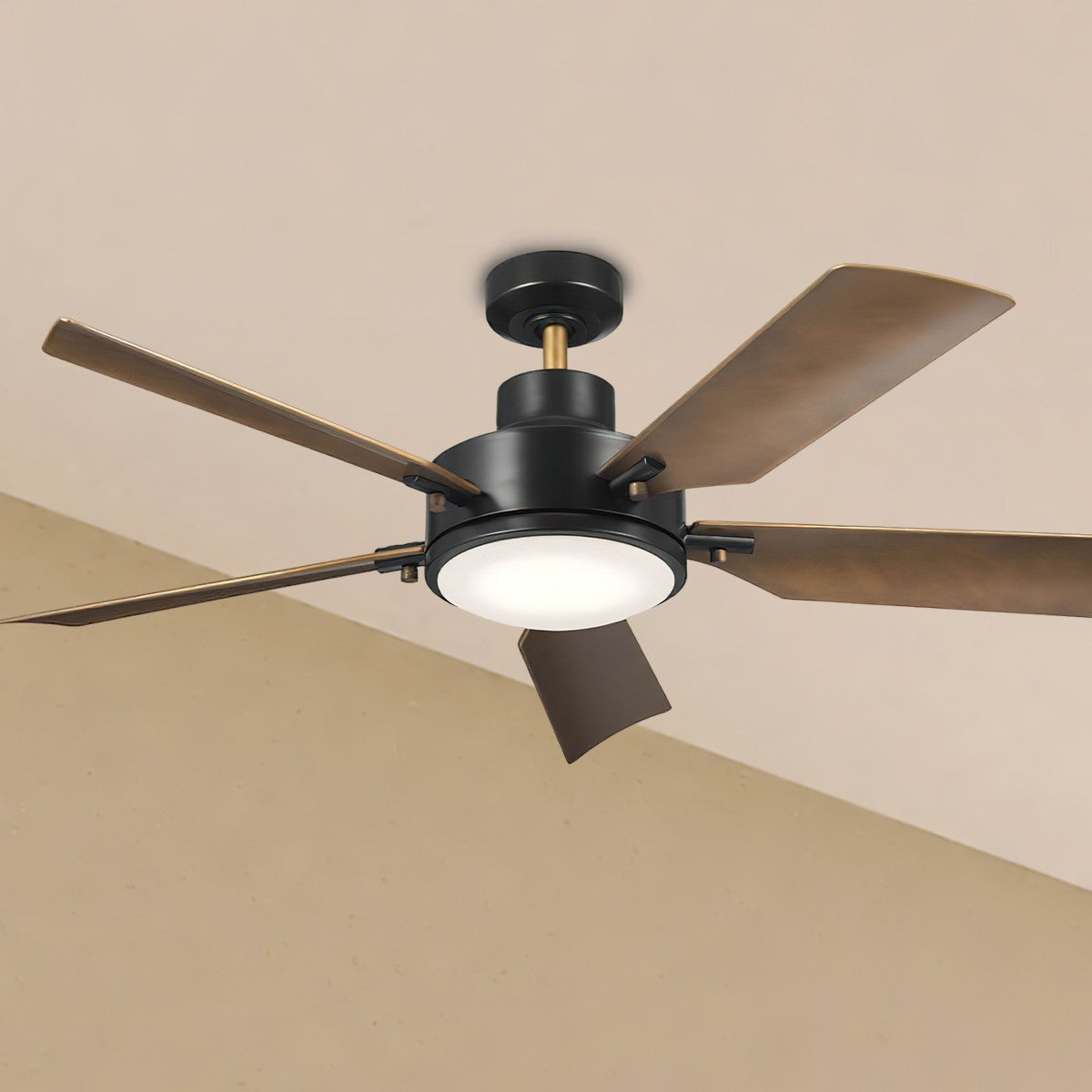 Guardian 56 Inch Black and Brass LED Ceiling Fan with Remote - Bees Lighting