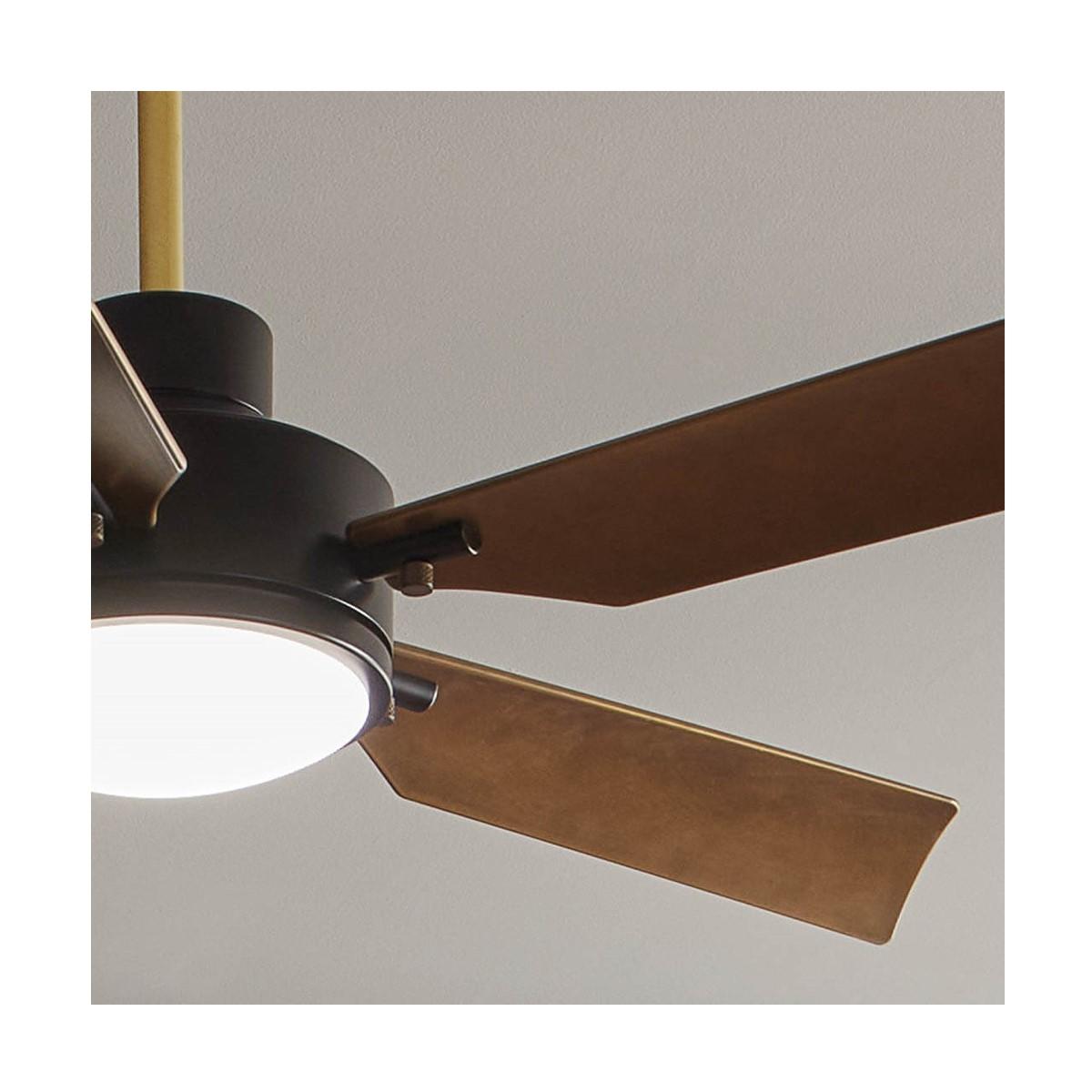 Guardian 56 Inch Black and Brass LED Ceiling Fan with Remote - Bees Lighting
