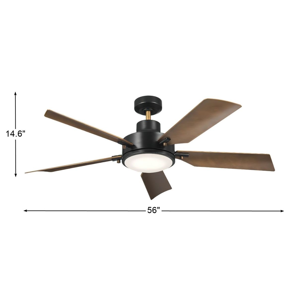 Guardian 56 Inch Black and Brass LED Ceiling Fan with Remote - Bees Lighting