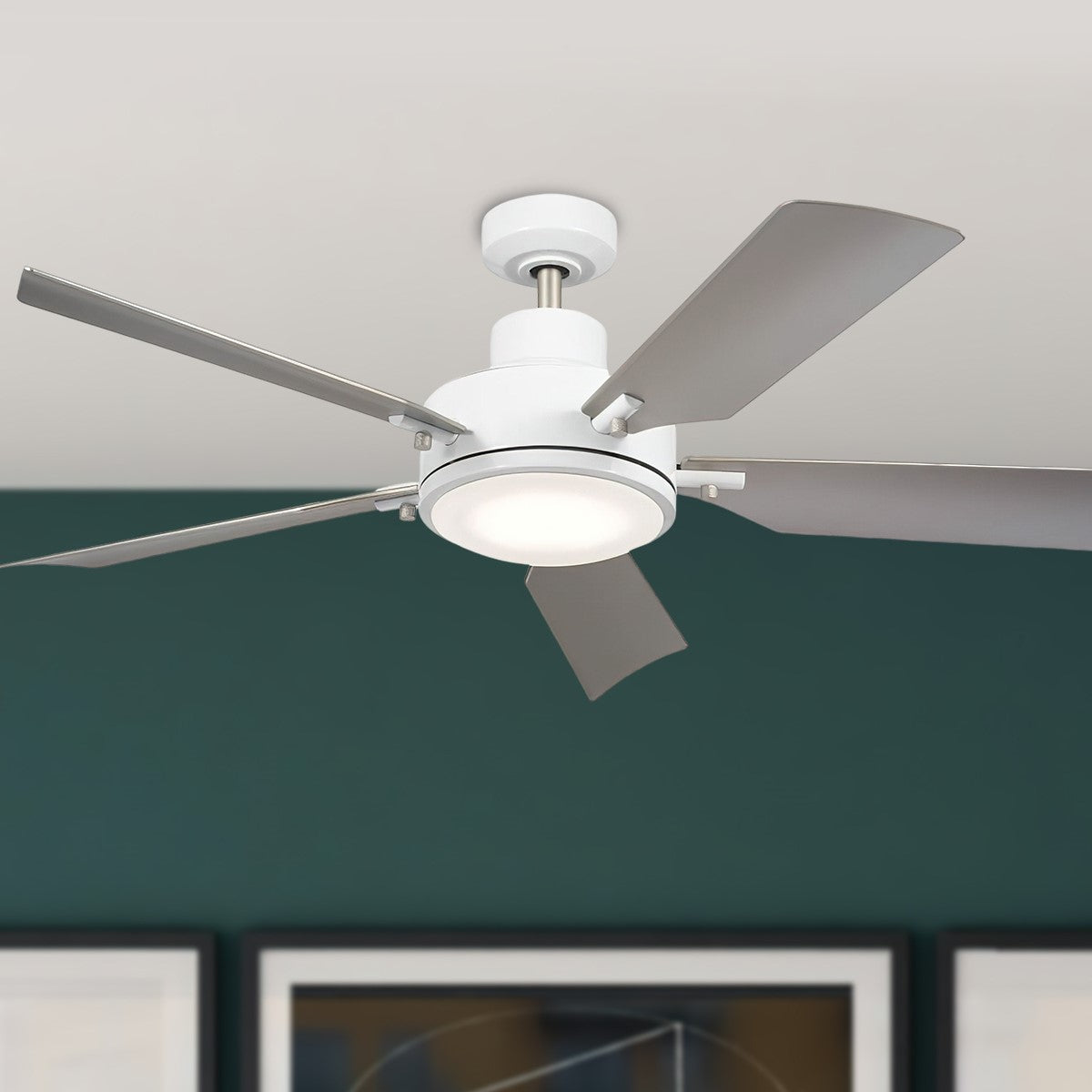 Guardian 56 Inch White and Silver LED Ceiling Fan with Remote - Bees Lighting