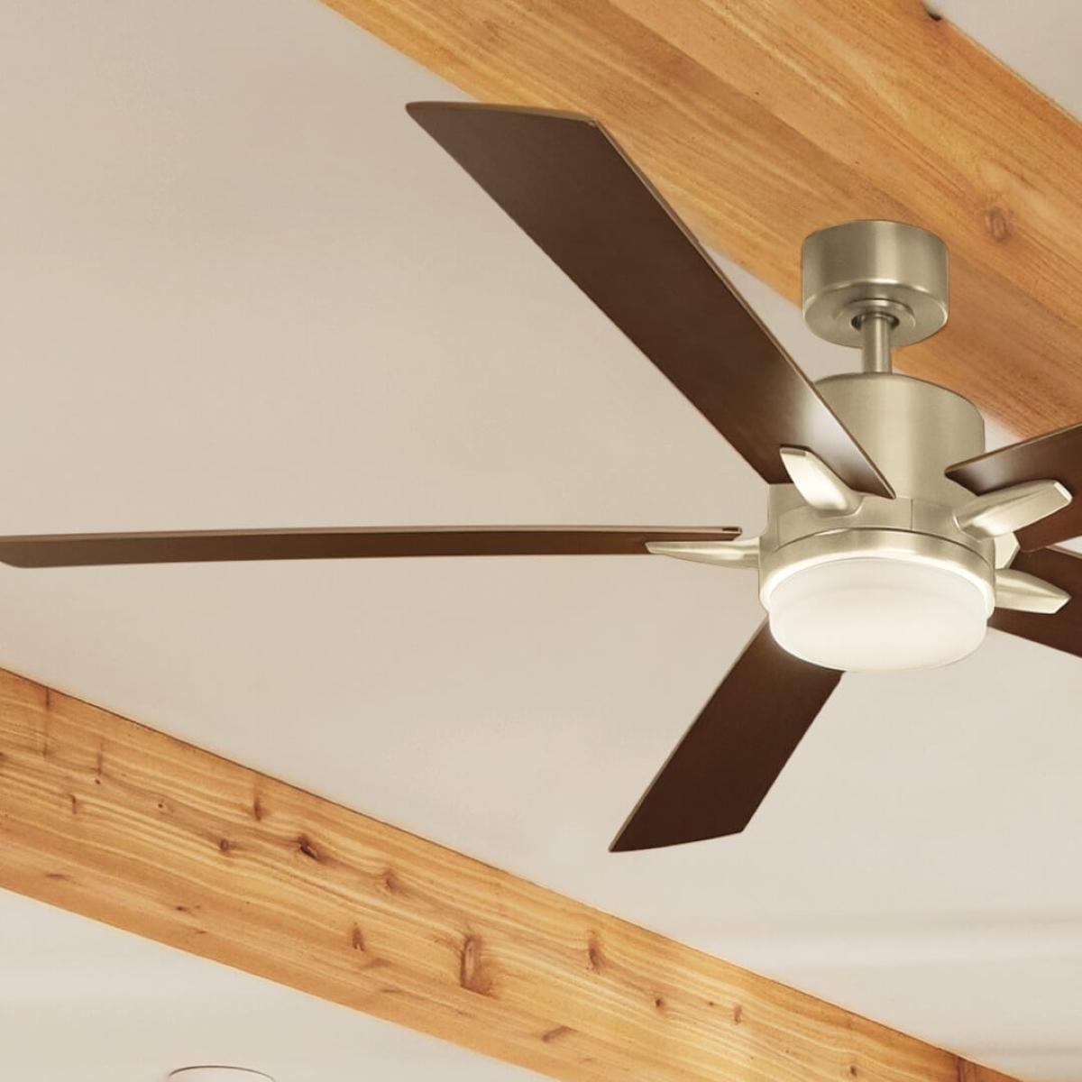 Lucian Elite XL 60 Inch Brushed Nickel LED Ceiling Fan with Wall Control - Bees Lighting